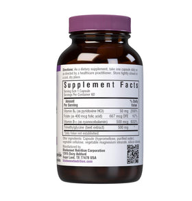 BlueBonnet Complément Alimentaire Homocystéine 60 Capsules Végétales étiquette et informations