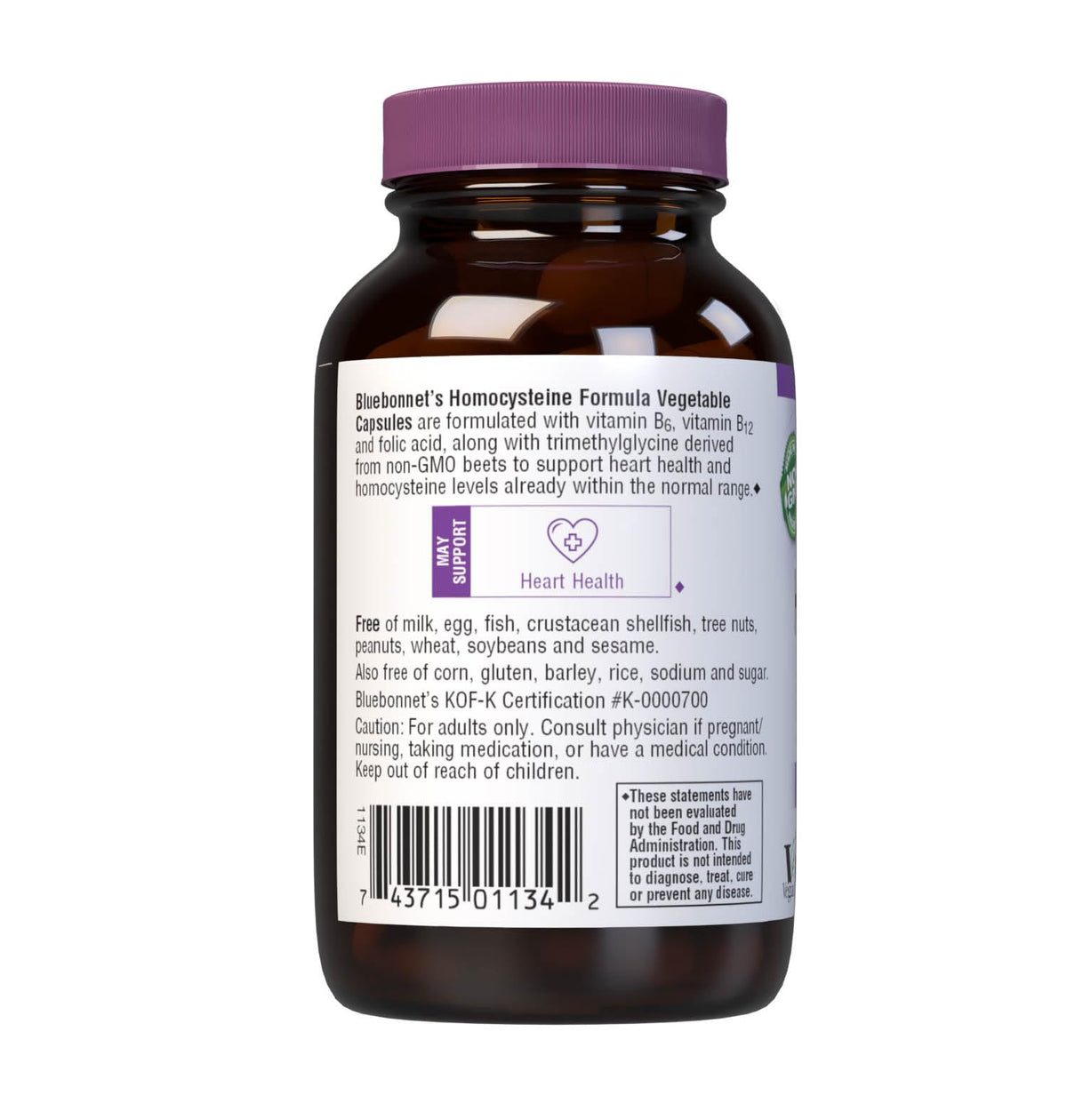 BlueBonnet Complément Alimentaire Homocystéine 60 Capsules Végétales ouvertes sur une table