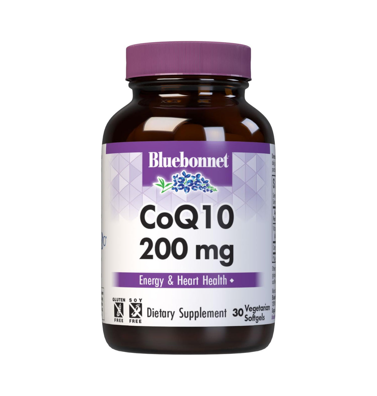 BlueBonnet CoQ-10 200 mg gélules végétariennes, vue de face