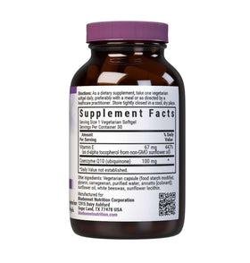 BlueBonnet CoQ10 100 mg Capsules Végétariennes, côté avec étiquette