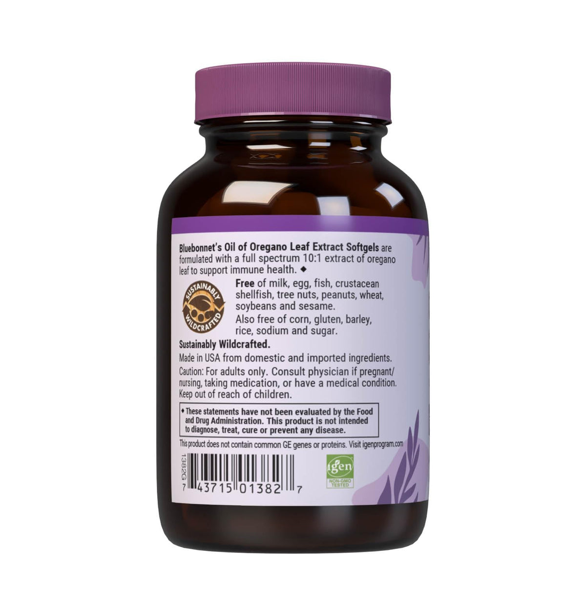 BlueBonnet Extrait d'Origan 150 mg informations nutritionnelles
