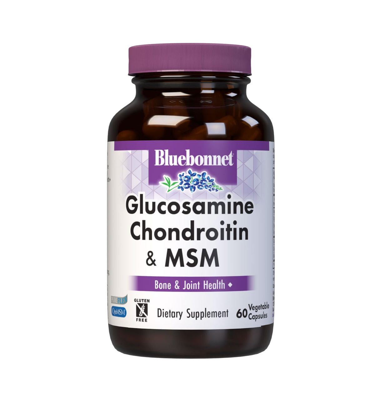BlueBonnet Glucosamine Chondroitin MSM 60 capsules végétales vue avant