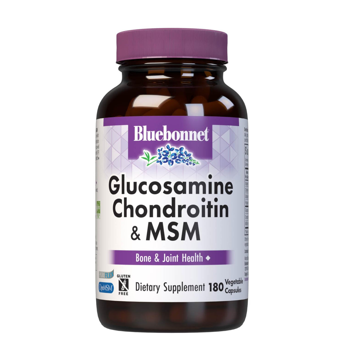 BlueBonnet Glucosamine Chondroitin Plus MSM 180 capsules front view