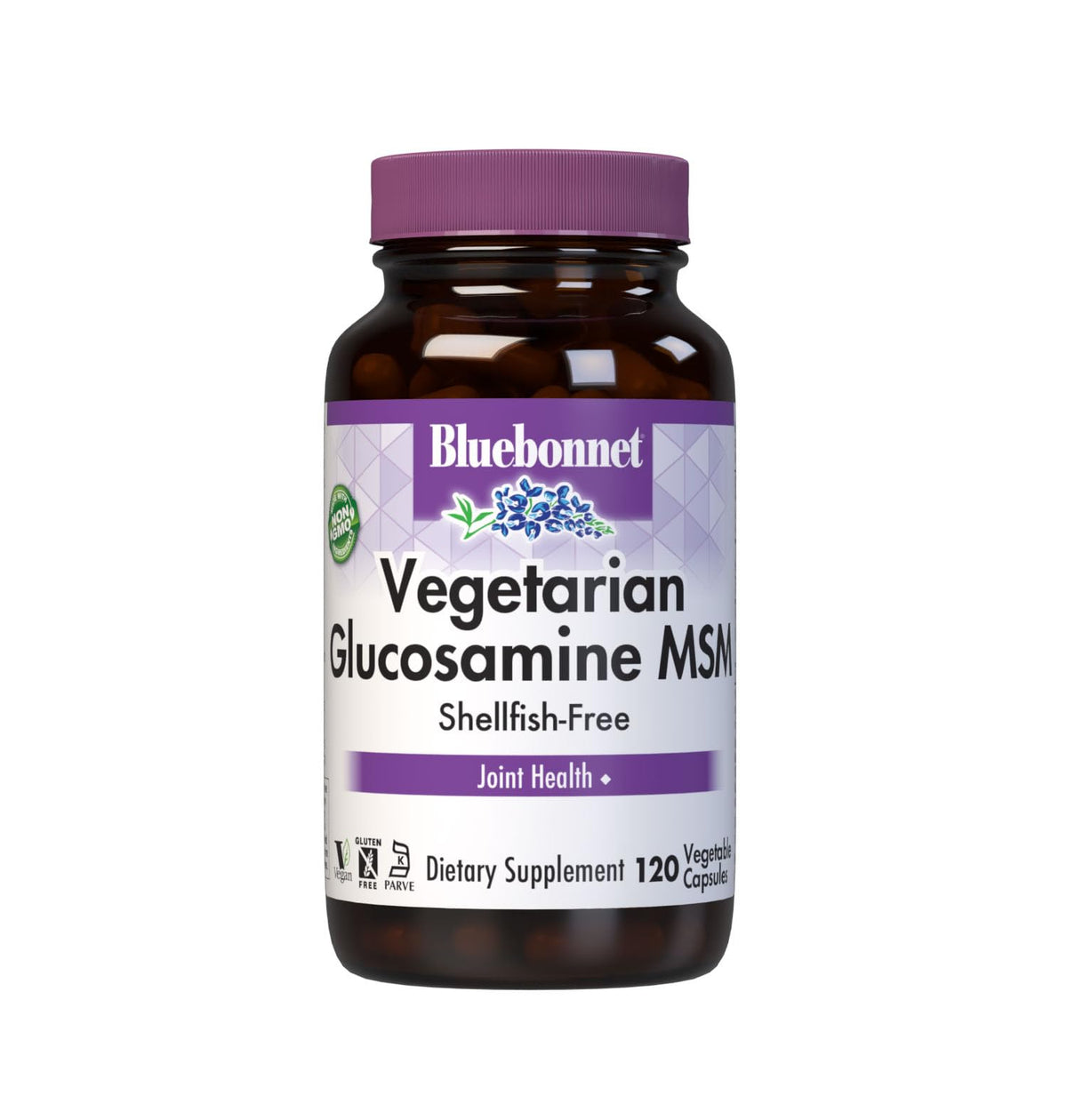 BlueBonnet Glucosamine Végétal + MSM 120 capsules vue de face