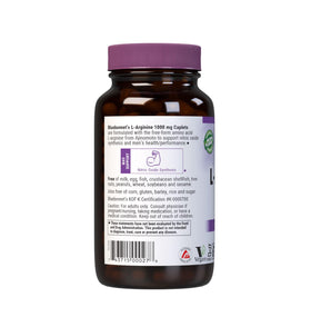 BlueBonnet L-Arginine 1000 mg Capsules 100 Comprimés avec étiquette détaillée