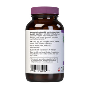 BlueBonnet L-Arginine 500mg L-Ornithine 250mg capsules packaging