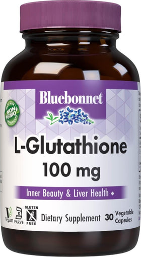 BlueBonnet L-Glutathione 100mg capsules végétales, vue de face