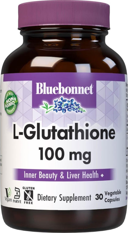 BlueBonnet L-Glutathione 100mg capsules végétales, vue de face