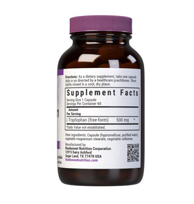 BlueBonnet L-Tryptophan 500 mg boîte avec étiquette et informations
