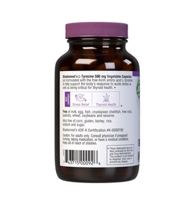 BlueBonnet L-Tyrosine 500 mg capsules, vue de côté