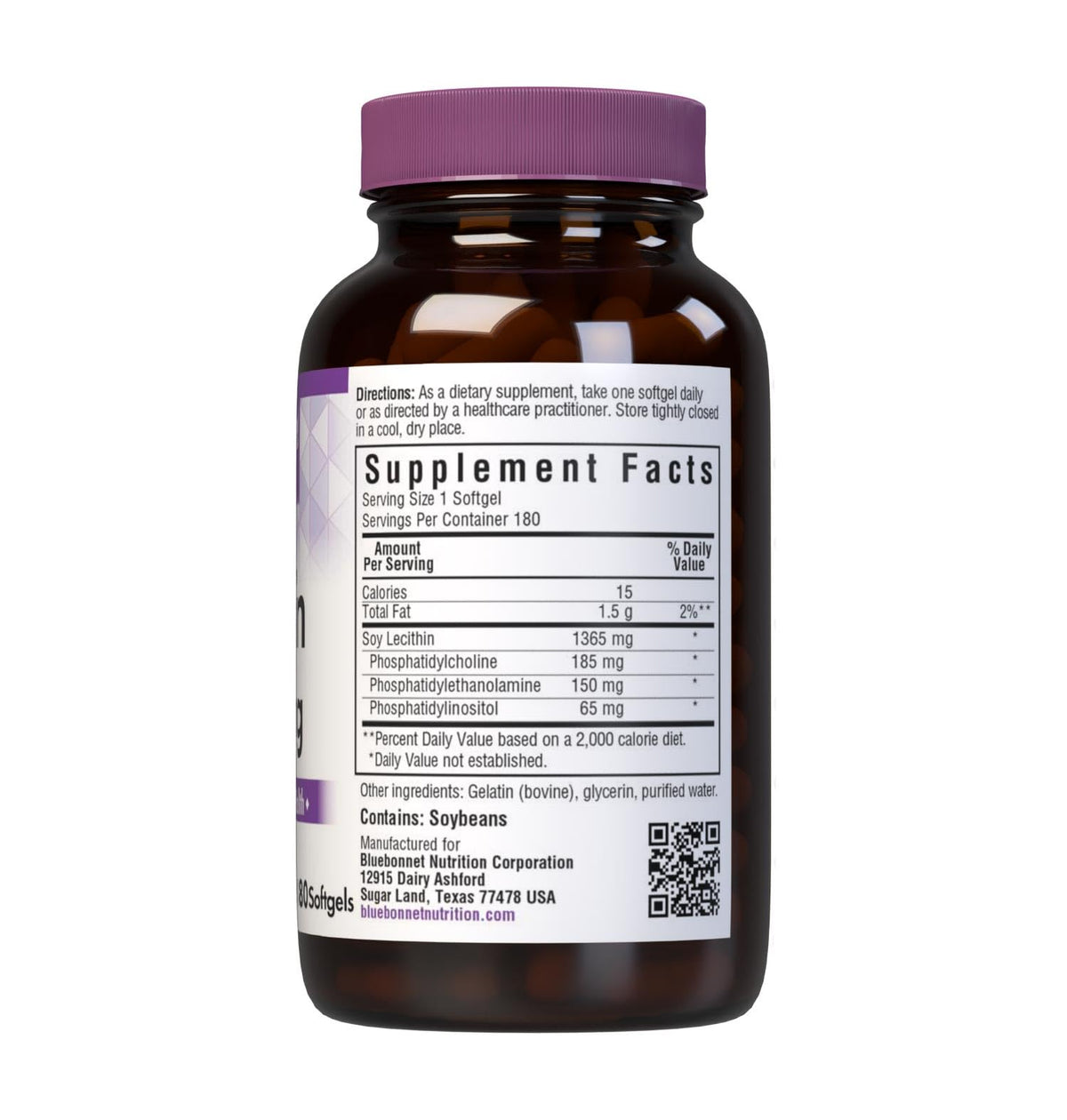 BlueBonnet Lécithine 1365 mg 180 gélules souples emballage