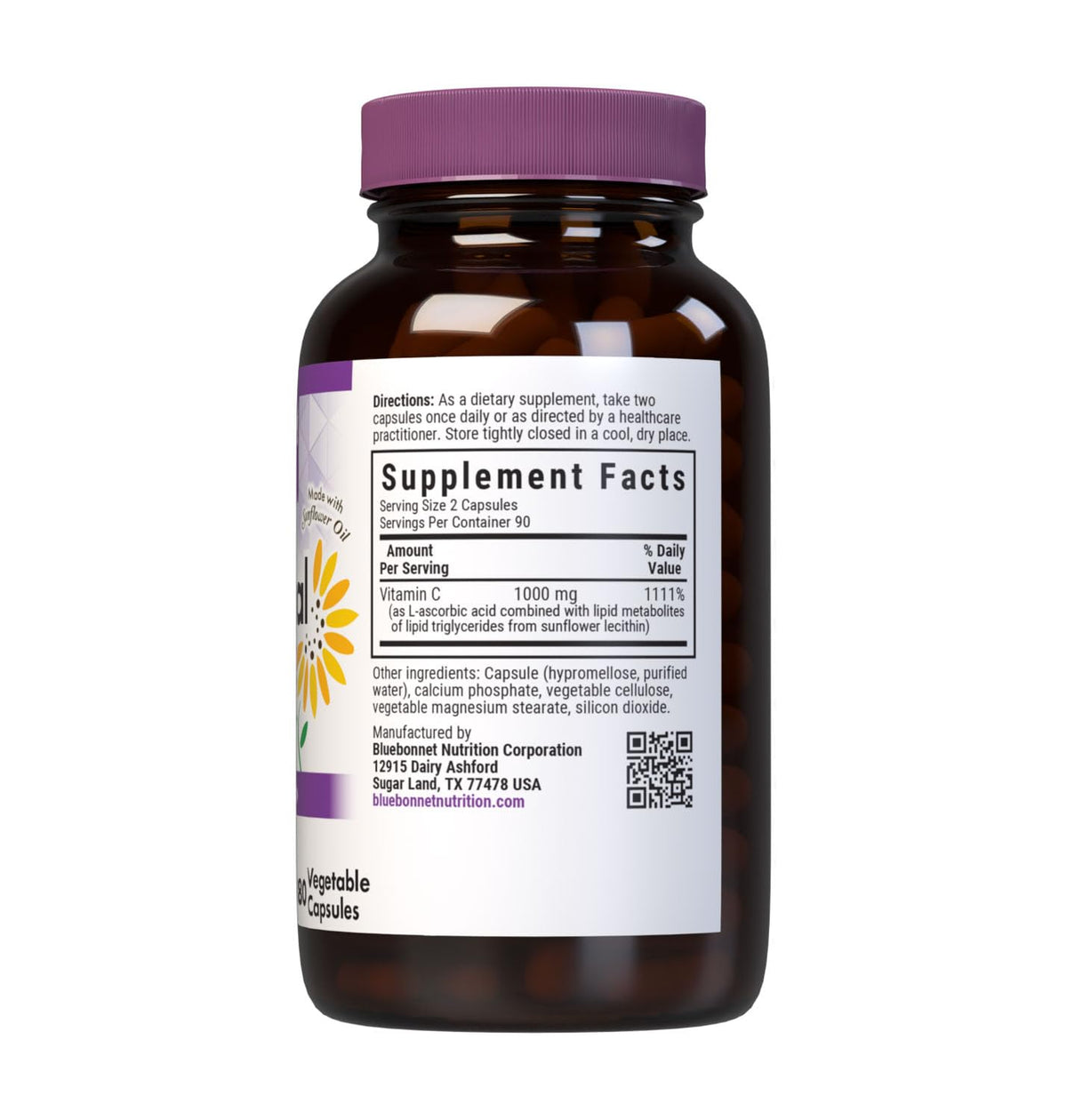 BlueBonnet Liposomal Vitamine C 1000 mg 180 Capsules Végétales emballage