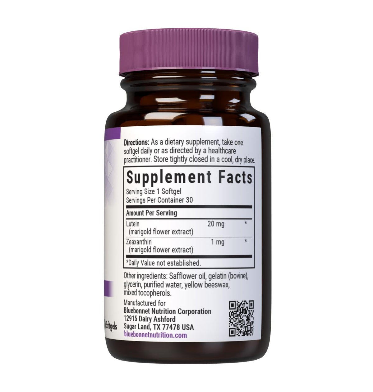 BlueBonnet Lutein 20 mg gélules souples arrière
