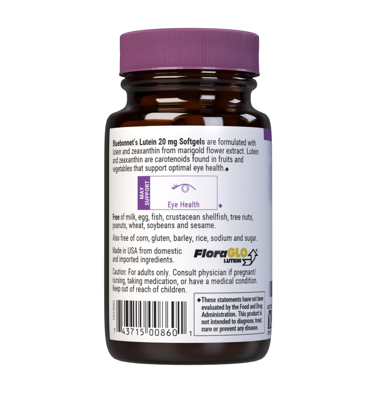 BlueBonnet Lutein 20 mg gélules souples côté