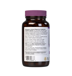BlueBonnet Magnésium Chélaté 200 mg flacon avec arrière-plan naturel