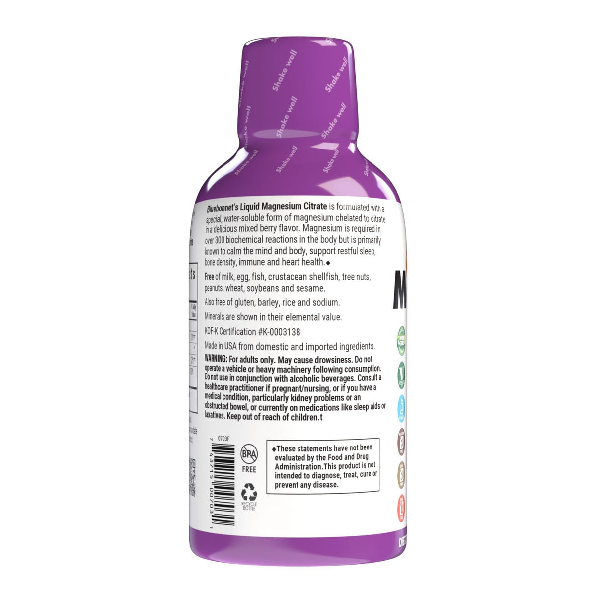 BlueBonnet Magnésium Citrate 420 mg packaging recyclable