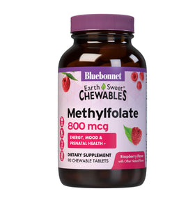 BlueBonnet Methylfolate 800 mcg comprimés à mâcher framboise vue avant