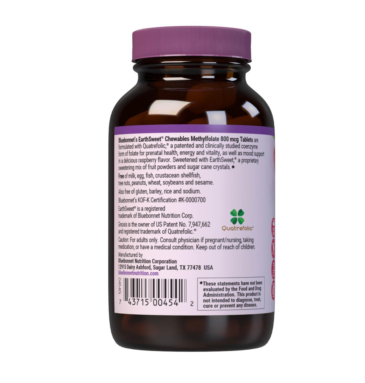 BlueBonnet Methylfolate 800 mcg comprimés à mâcher sur table
