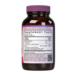 BlueBonnet Methylfolate 800 mcg emballage arrière avec informations nutritionnelles