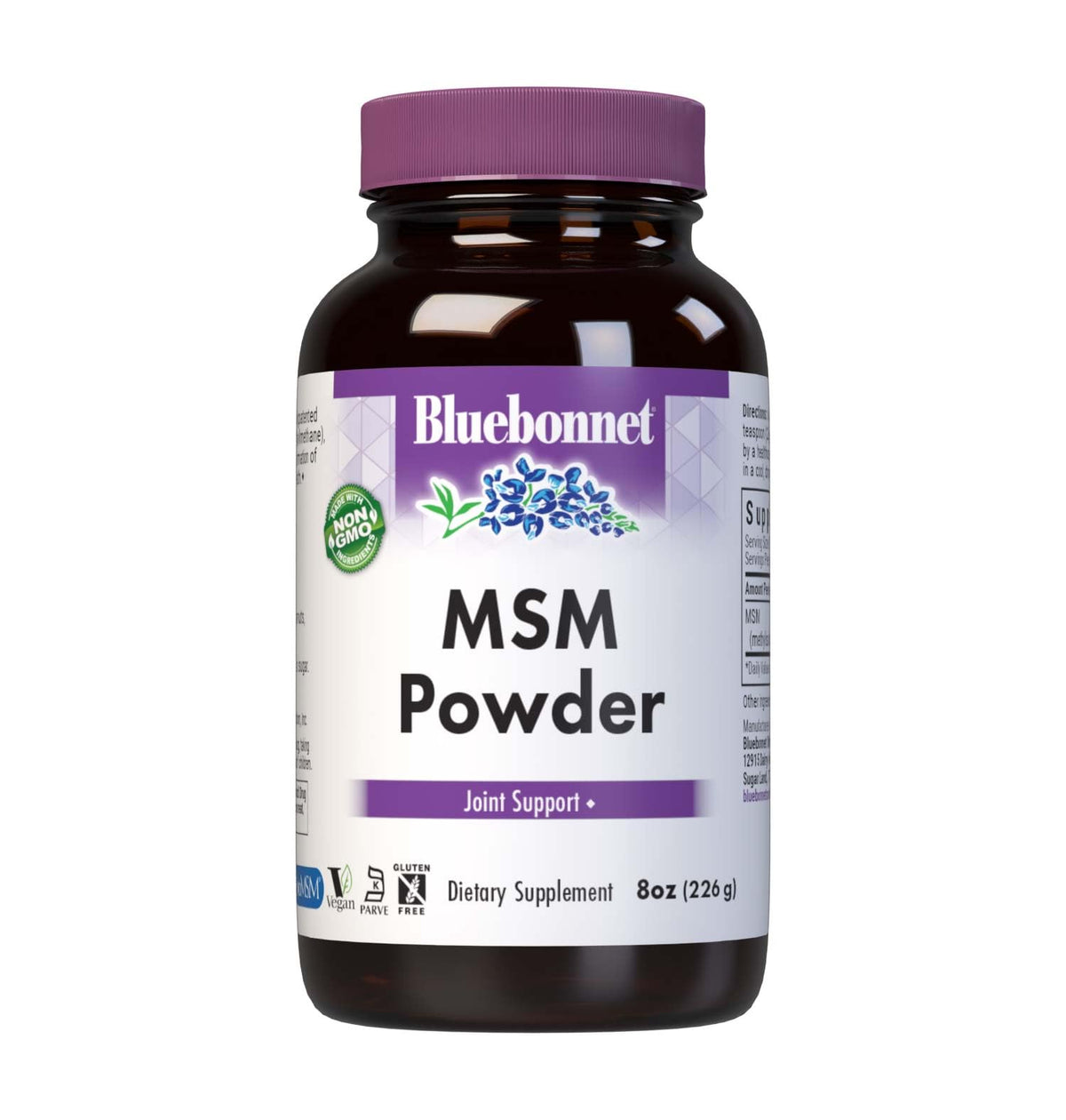 BlueBonnet MSM 2600 mg Poudre 458g vue avant