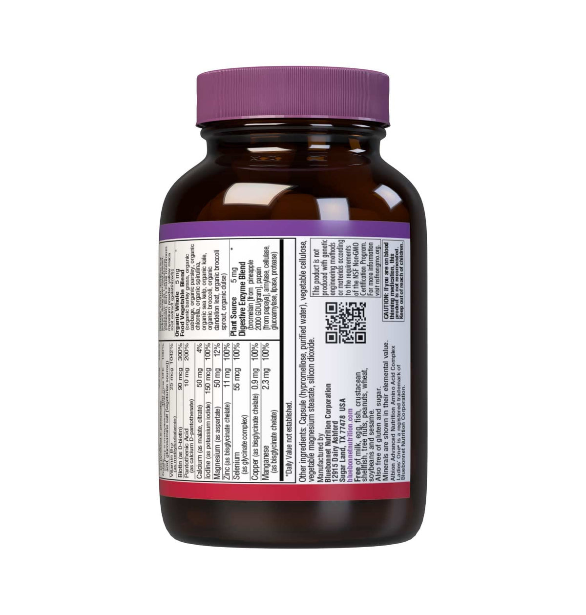 BlueBonnet Multivitamines Femmes 40+ avec étiquette descriptive