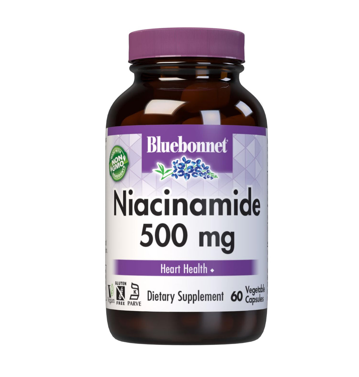 BlueBonnet Niacinamide 500mg capsules végétales, vue avant