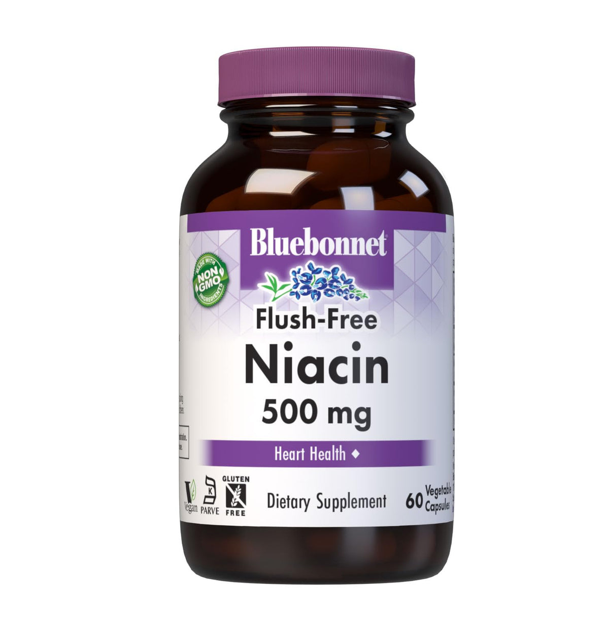 BlueBonnet Niacine Flush-Free 500 mg Capsules Végétales, vue de face