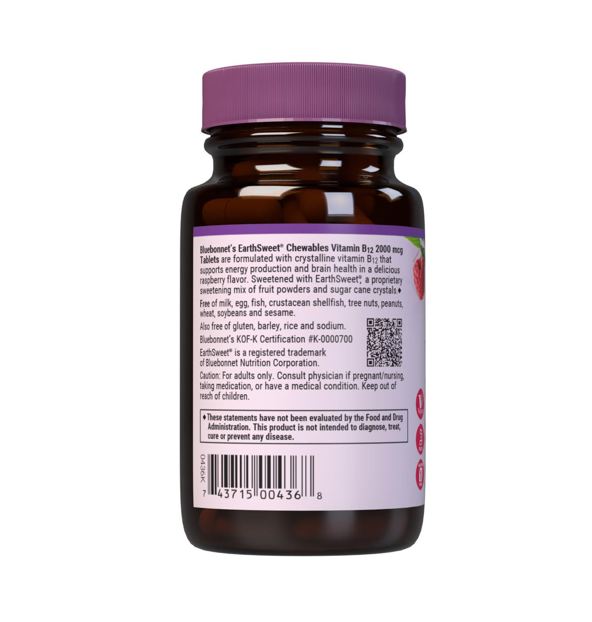 BlueBonnet Vitamine B12 1000 mcg en vue de côté