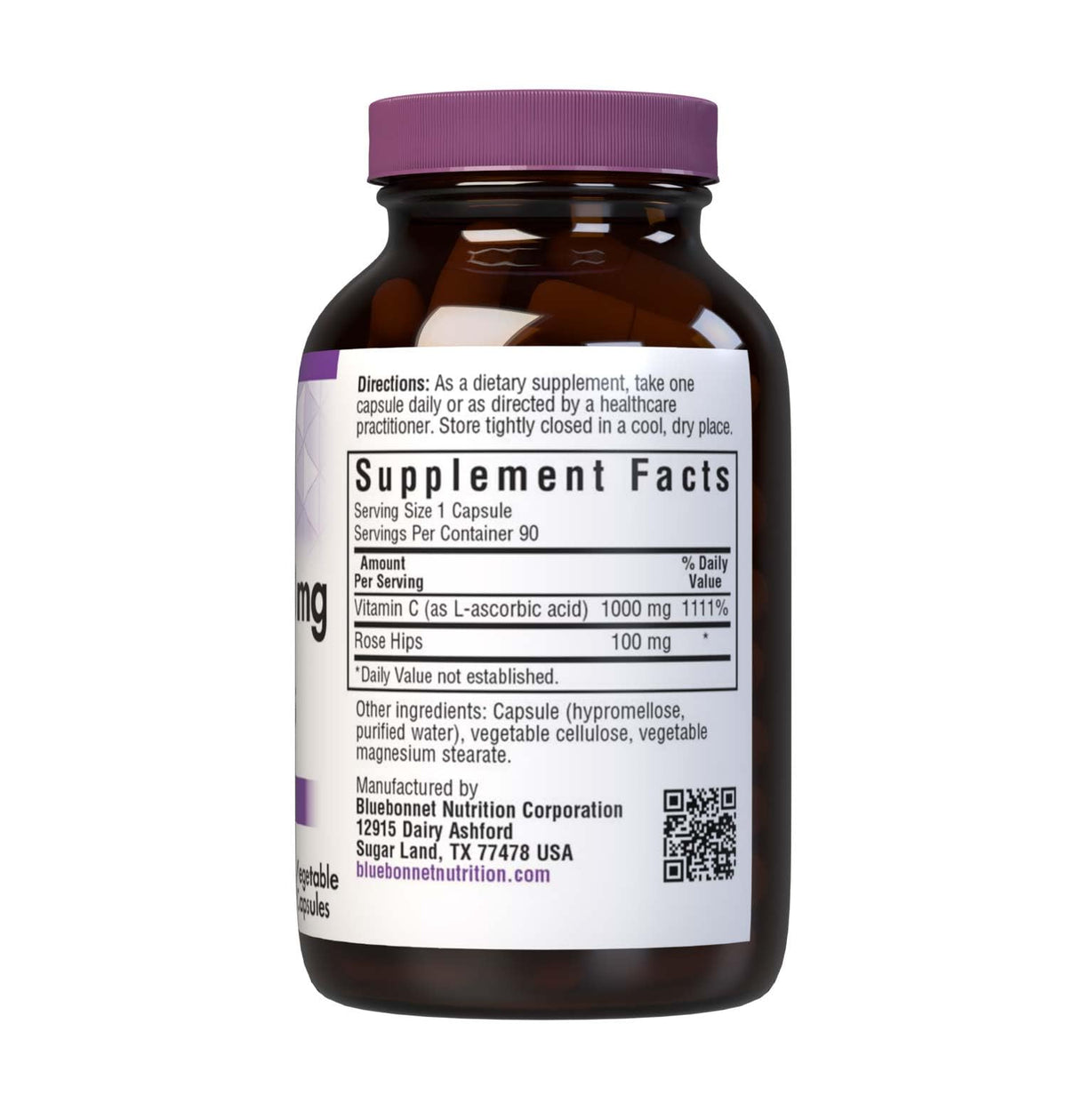 BlueBonnet Vitamine C 1000 mg capsules végétales avec étiquette