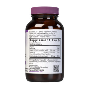 BlueBonnet Vitamine C 50 capsules végétales - étiquette détaillée