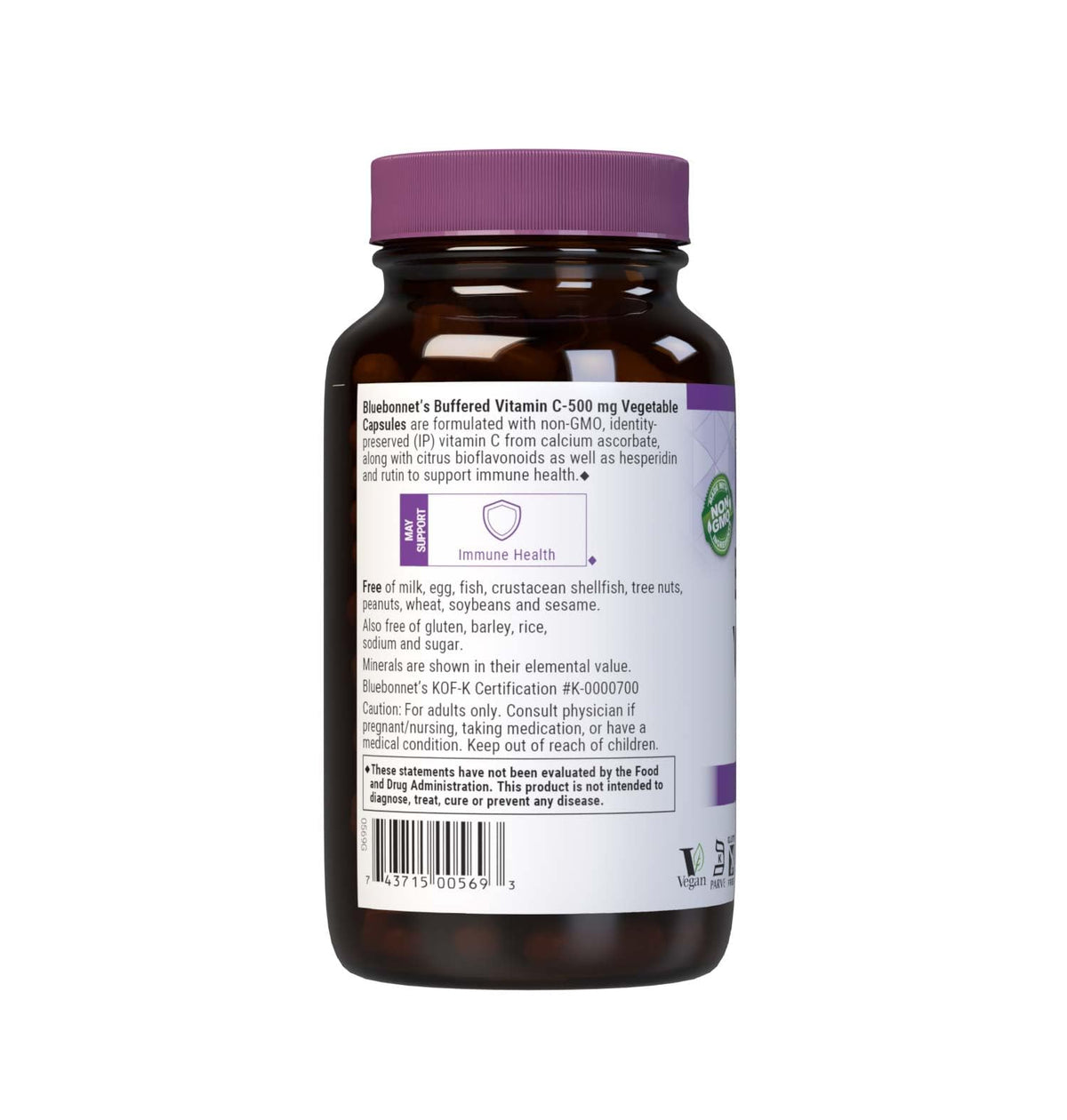 BlueBonnet Vitamine C 500 mg Capsules Végétales - emballage