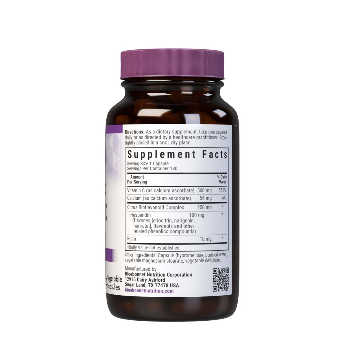 BlueBonnet Vitamine C 500 mg Capsules Végétales - vue de côté