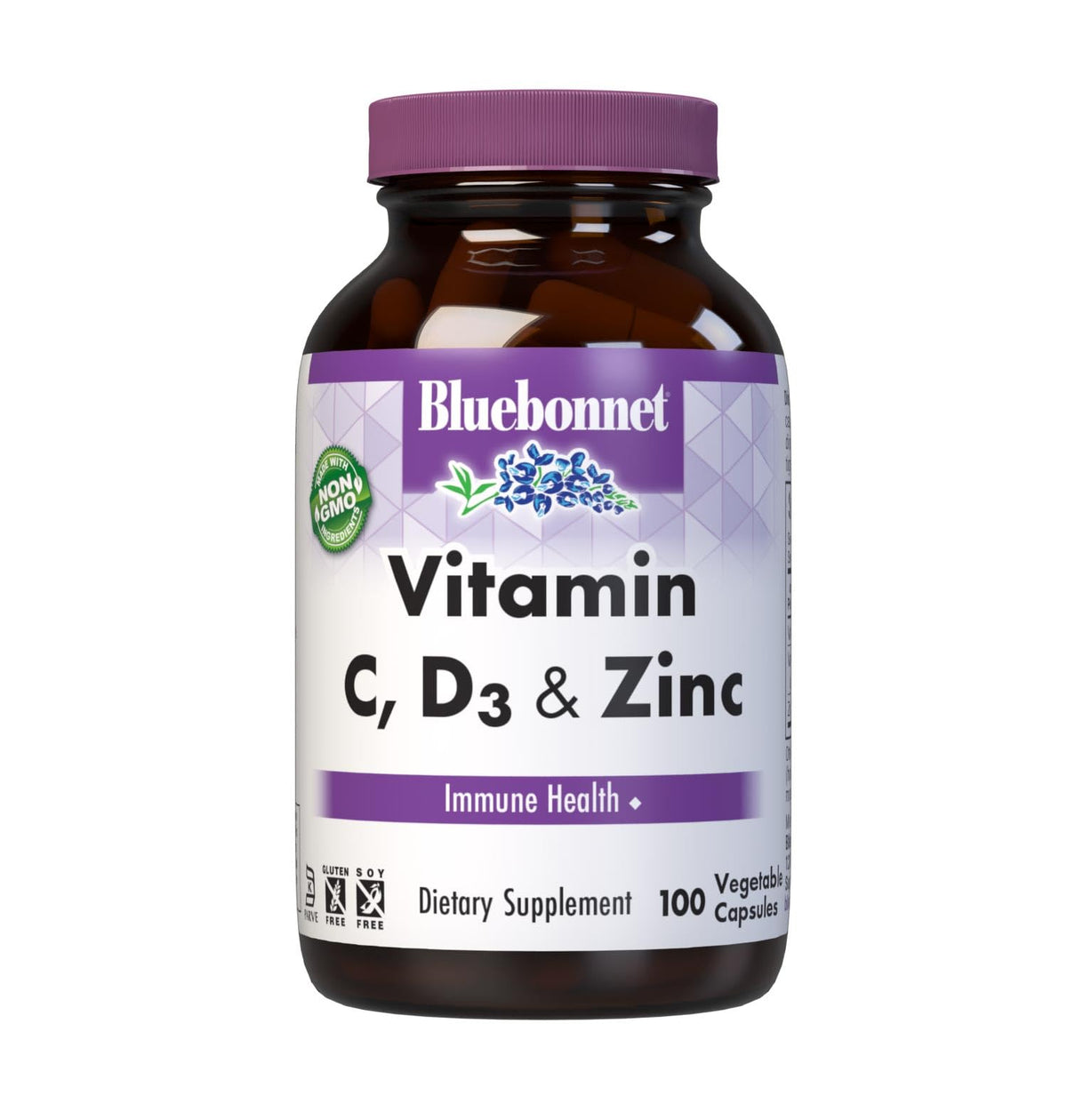 BlueBonnet Vitamine C, D3 & Zinc boîte de 100 capsules végétales