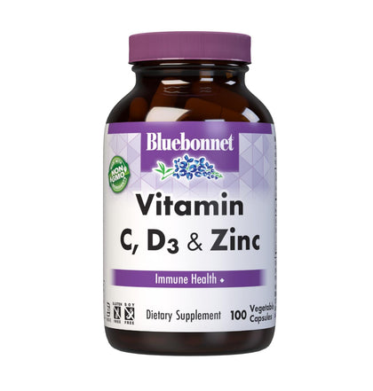 BlueBonnet Vitamine C, D3 & Zinc boîte de 100 capsules végétales