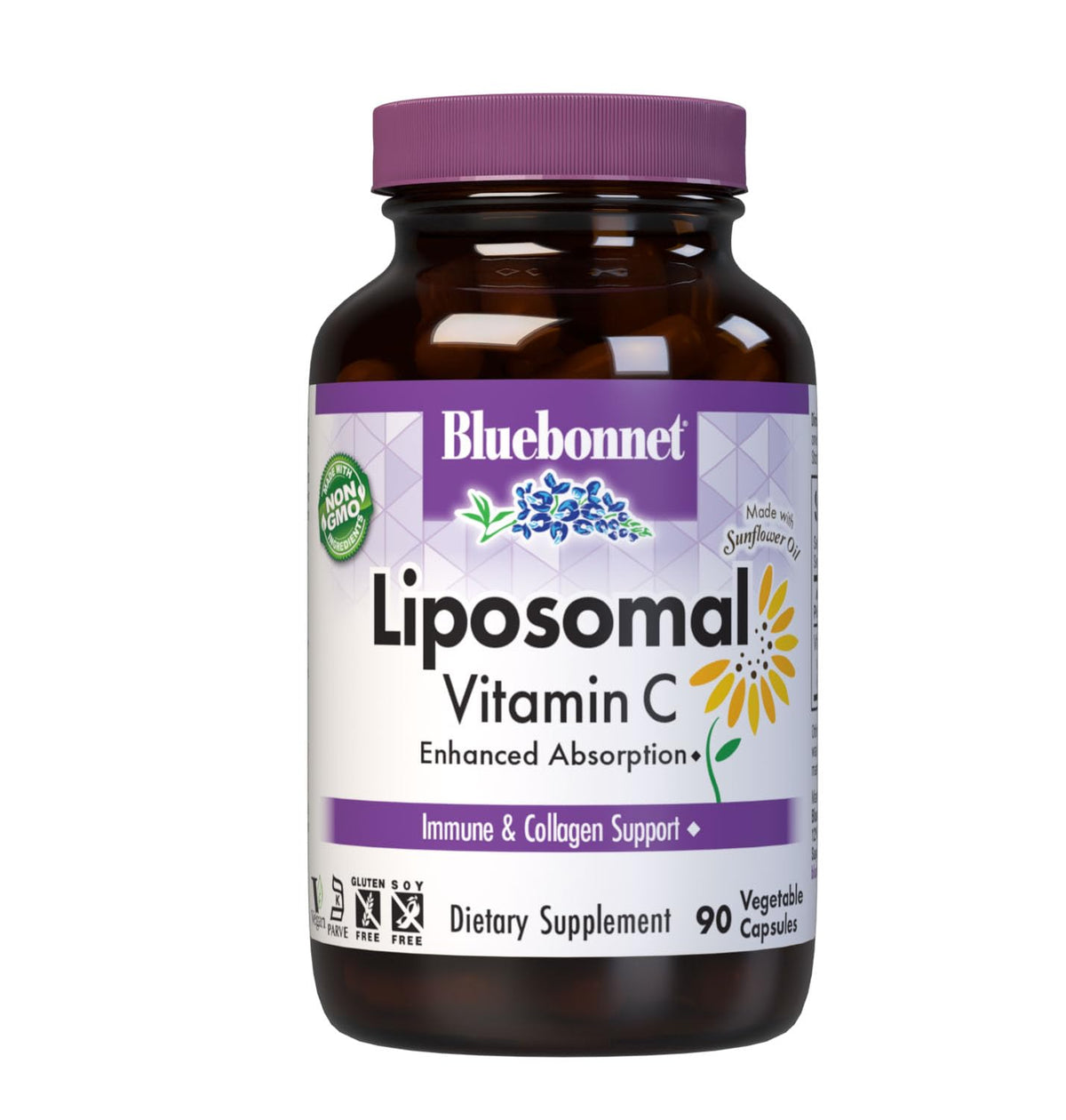 BlueBonnet Vitamine C Liposomale 1000 mg, 90 capsules végétales, vue de face