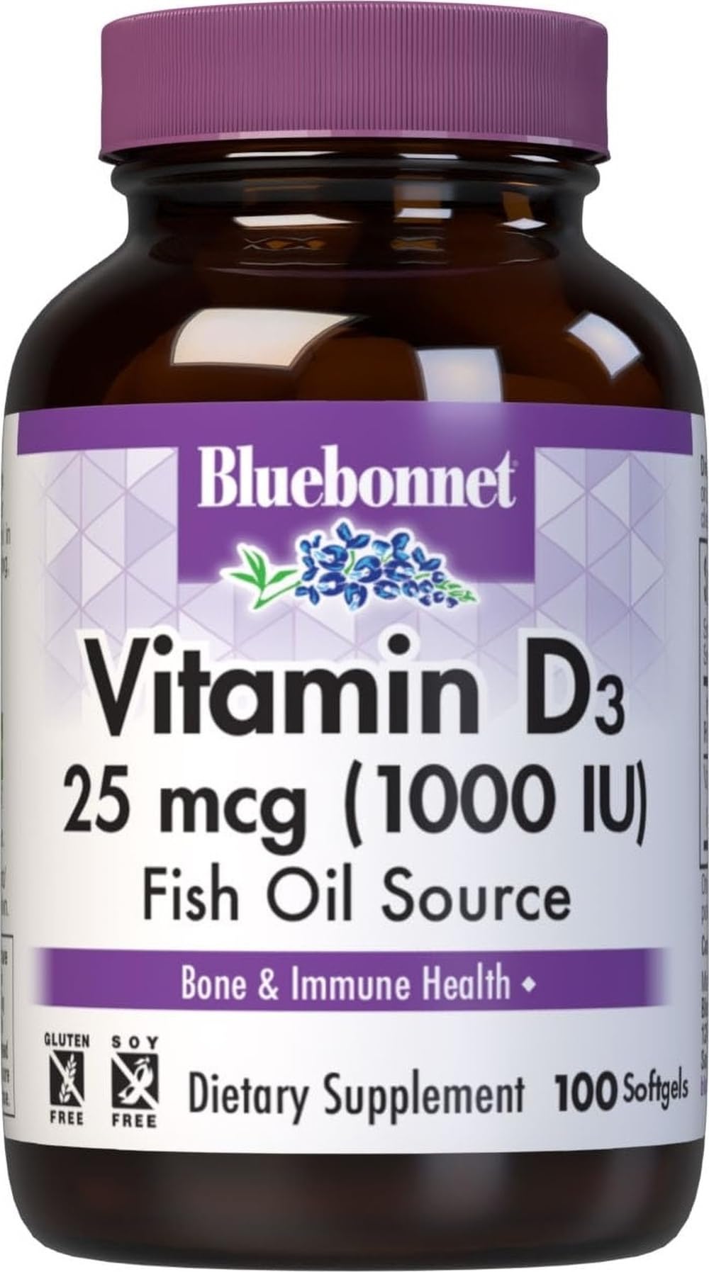 BlueBonnet Vitamine D3 1000 IU gélules molles vue de face