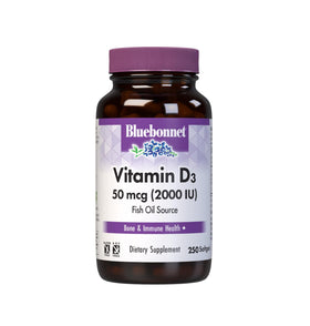 BlueBonnet Vitamine D3 2000 IU 250 gélules vue de face