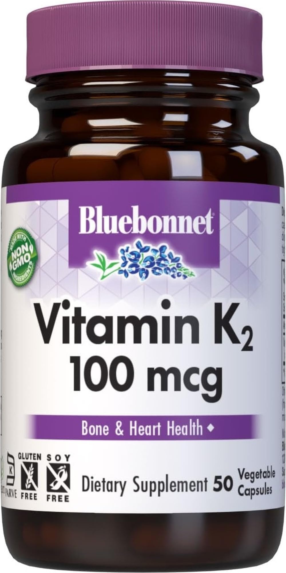 BlueBonnet Vitamine K2 100 mcg Capsules Végétales vue de face