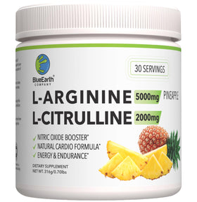 BlueEarth Company L-Arginine 5000mg + L-Citrulline 2000mg Poudre Ananas avant