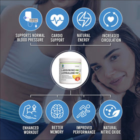 BlueEarth L-Arginine 5000mg Poudre avec fraises et bananes