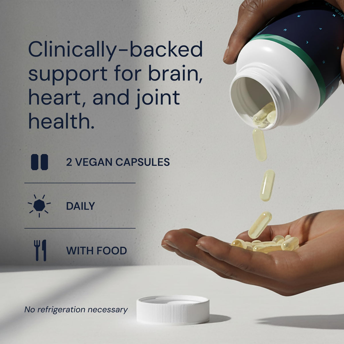 Blueprint Bryan Johnson Omega-3 Végétalien 800mg EPA/DHA sur fond