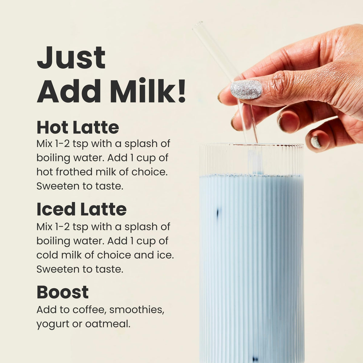 Blume Latte Superfood Bleu Lavande en smoothie