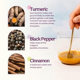Blume Latte Superfood Curcuma Bio en poudre sur une table en bois