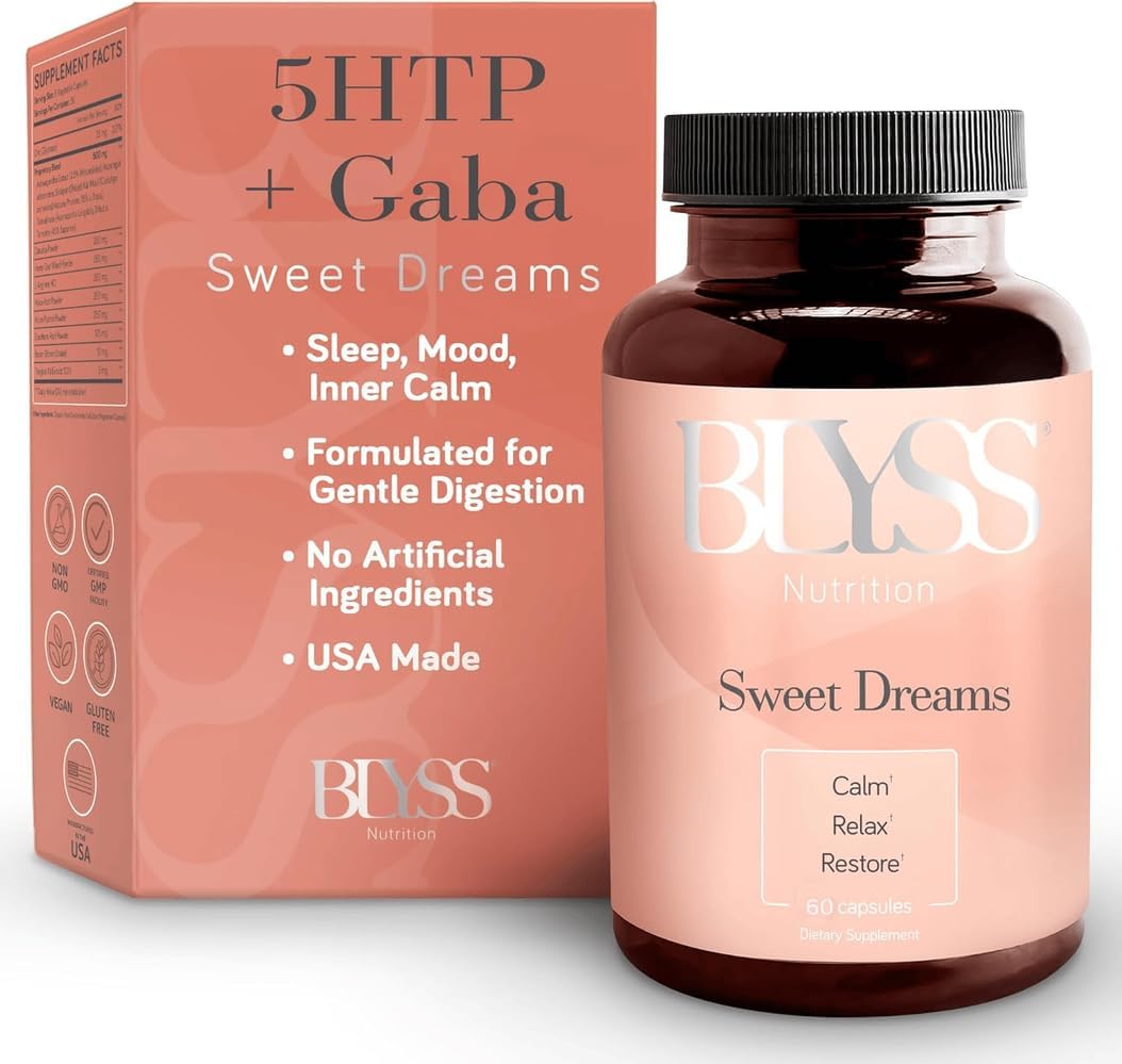 BLYSS Nutrition 5-HTP Plus GABA 200mg capsules front view