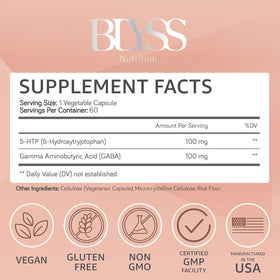 BLYSS Nutrition 5-HTP Plus GABA 200mg capsules side view