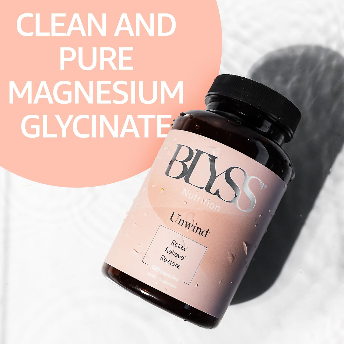 BLYSS Nutrition Capsules de Bisglycinate de Magnésium 200mg, étiquette