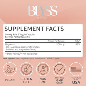 BLYSS Nutrition Capsules de Bisglycinate de Magnésium 200mg, vue de côté