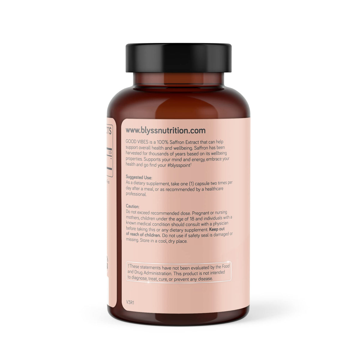 BLYSS Nutrition Saffran capsules végétaliennes dans une main