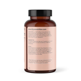 BLYSS Nutrition Saffran capsules végétaliennes dans une main