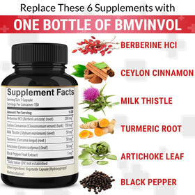 BMVINVOL Berbérine capsules avec ingrédients autour